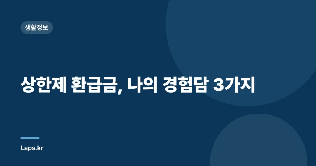 상한제 환급금, 나의 경험담 3가지