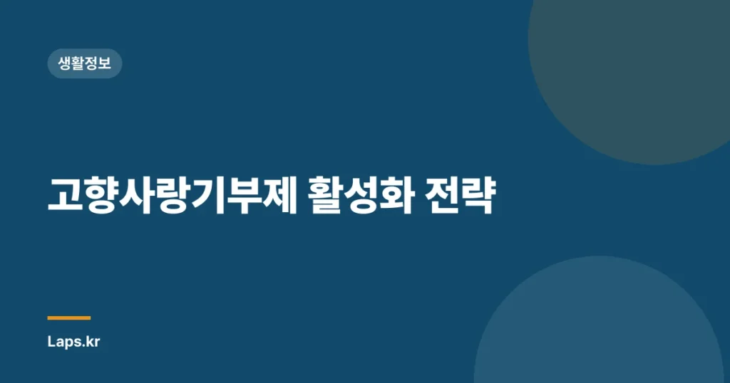 고향사랑기부제 활성화 전략