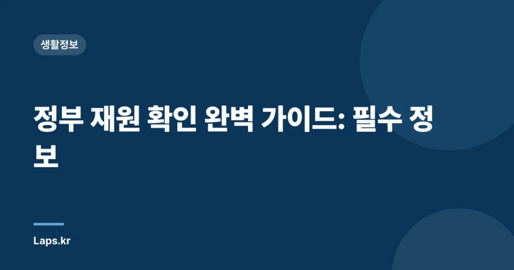 정부 재원 확인 완벽 가이드: 필수 정보