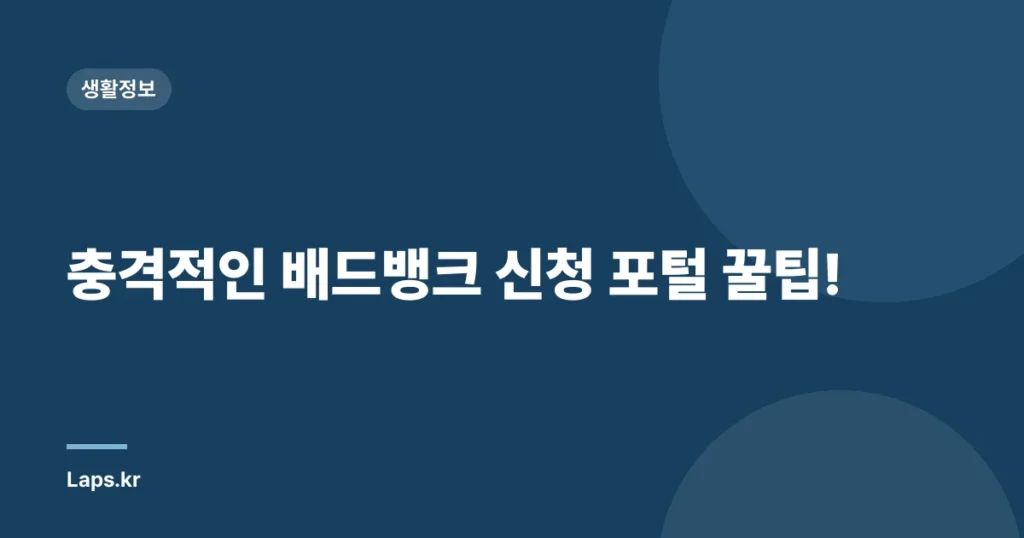 충격적인 배드뱅크 신청 포털 꿀팁!