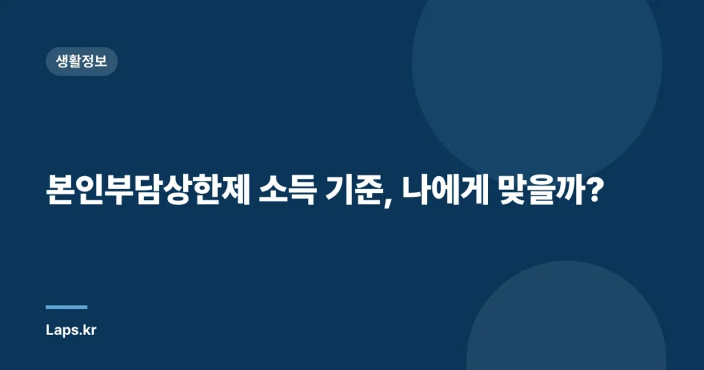 본인부담상한제 소득 기준, 나에게 맞을까?
