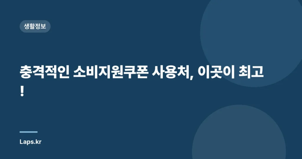 충격적인 소비지원쿠폰 사용처, 이곳이 최고!