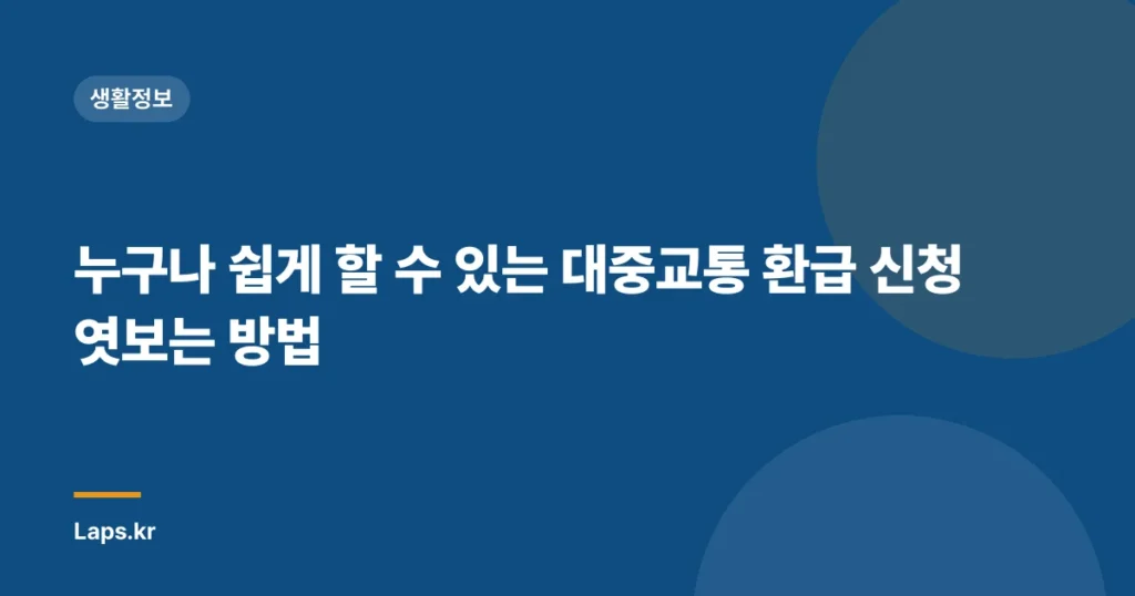 누구나 쉽게 할 수 있는 대중교통 환급 신청 엿보는 방법
