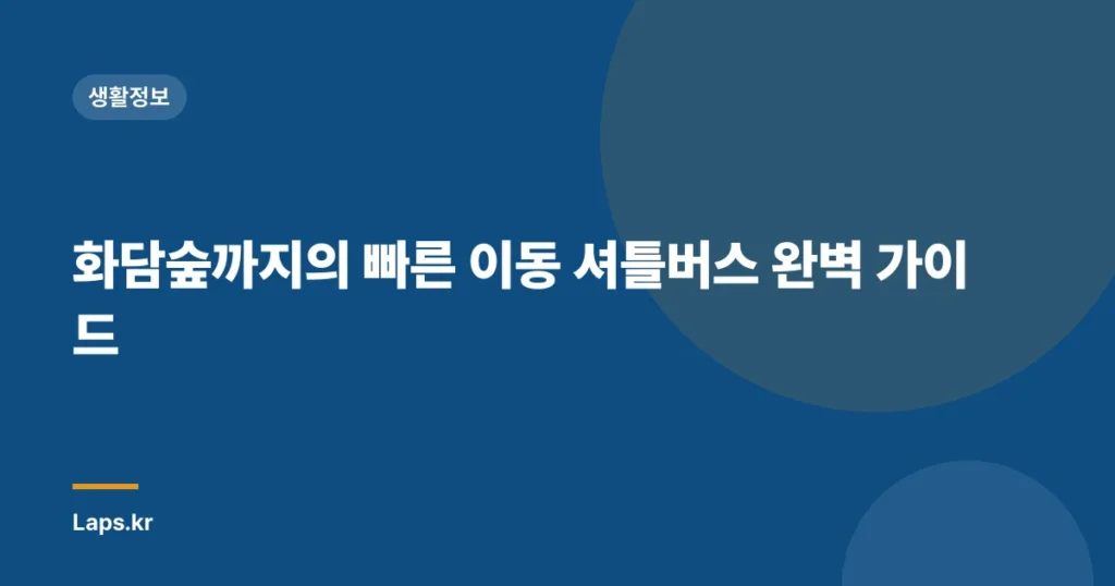화담숲까지의 빠른 이동 셔틀버스 완벽 가이드
