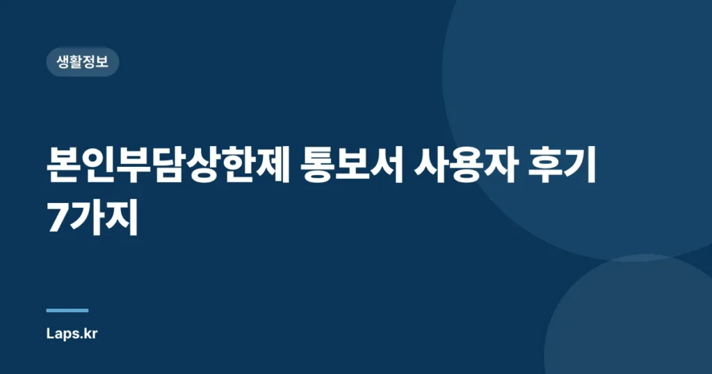 본인부담상한제 통보서 사용자 후기 7가지