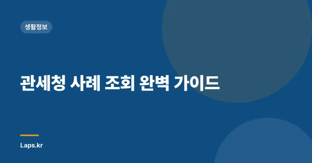 관세청 사례 조회 완벽 가이드