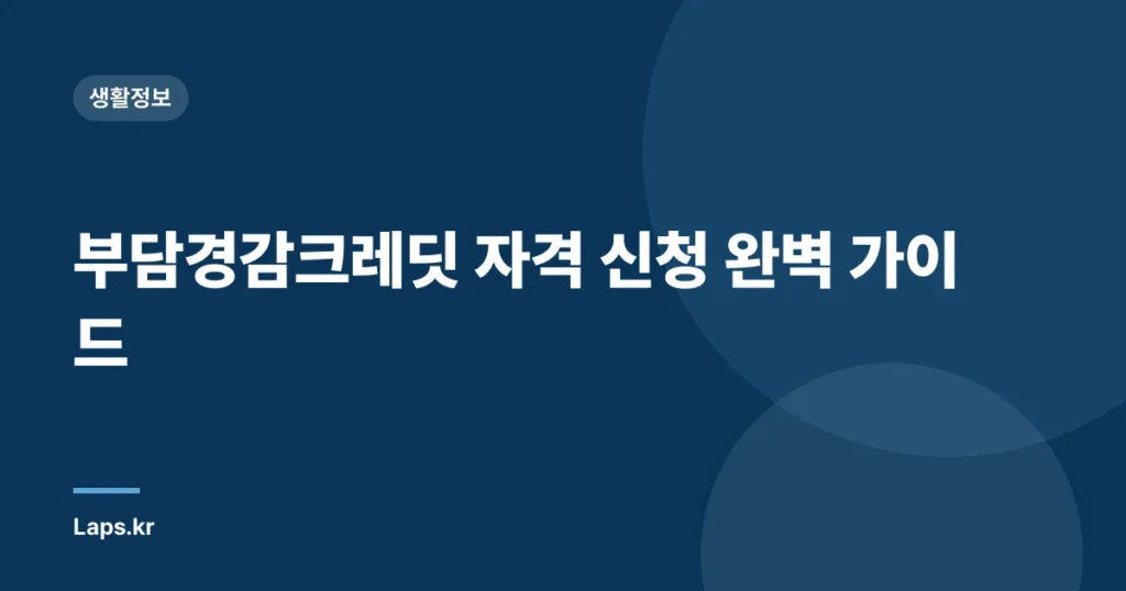 부담경감크레딧 자격 신청 완벽 가이드