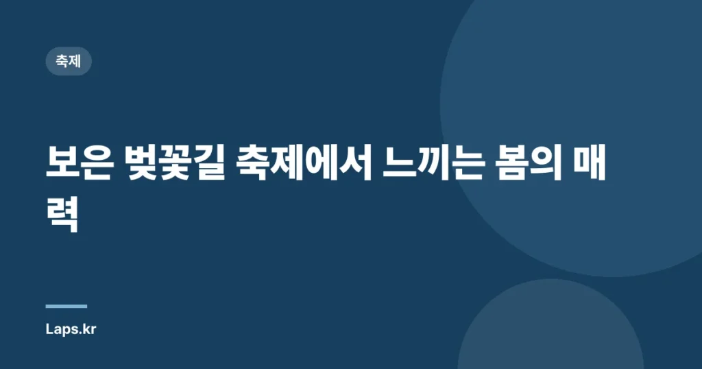 보은 벚꽃길 축제에서 느끼는 봄의 매력