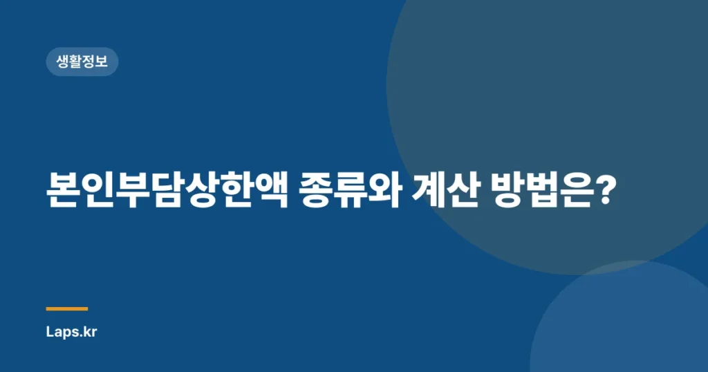 본인부담상한액 종류와 계산 방법은?