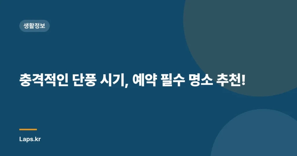 충격적인 단풍 시기, 예약 필수 명소 추천!