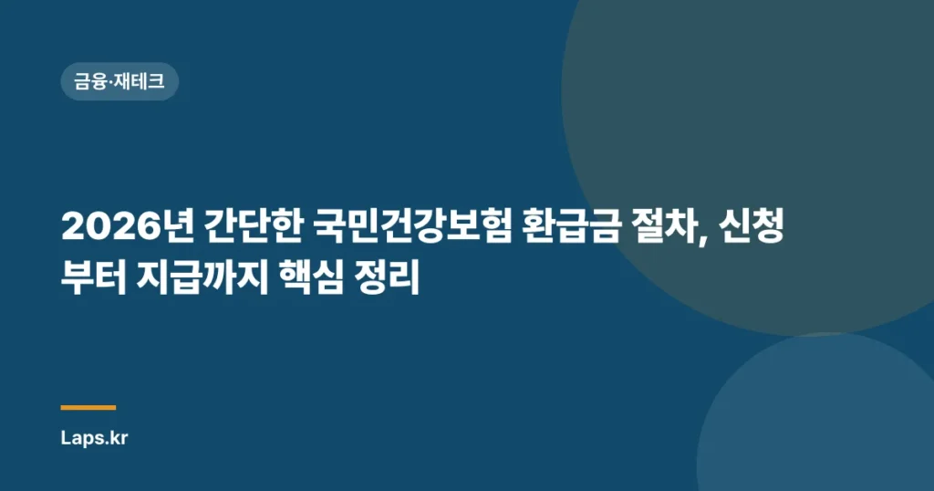 2026년 간단한 국민건강보험 환급금 절차, 신청부터 지급까지 핵심 정리
