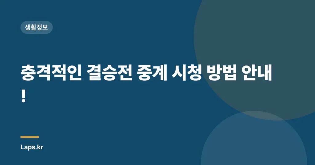 충격적인 결승전 중계 시청 방법 안내!