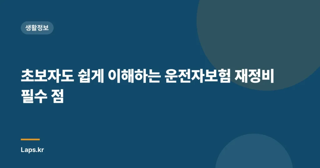 초보자도 쉽게 이해하는 운전자보험 재정비 필수 점