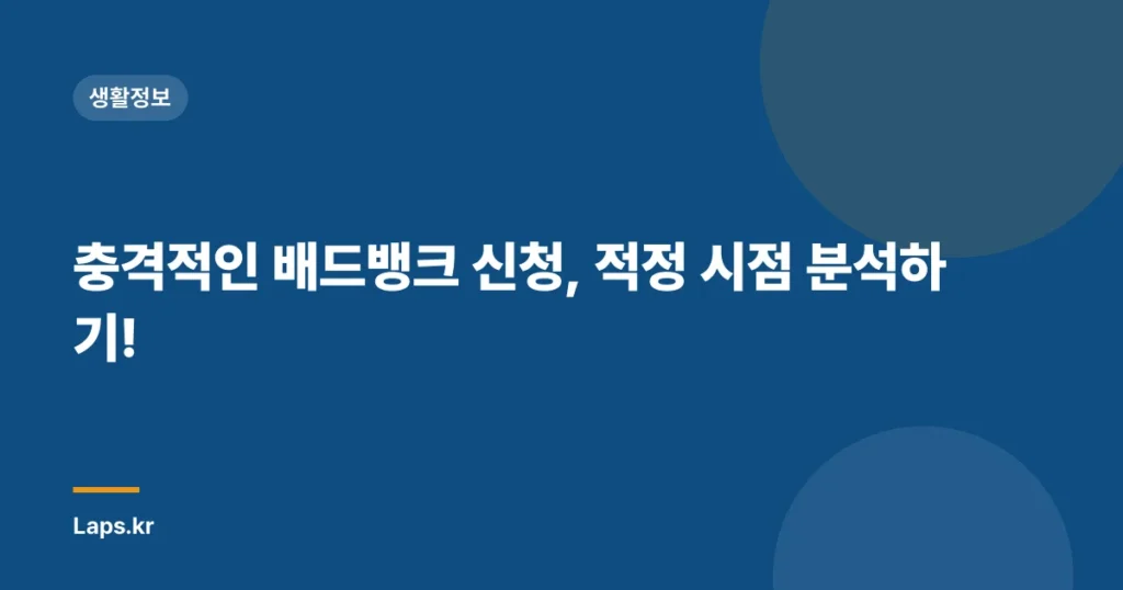 충격적인 배드뱅크 신청, 적정 시점 분석하기!