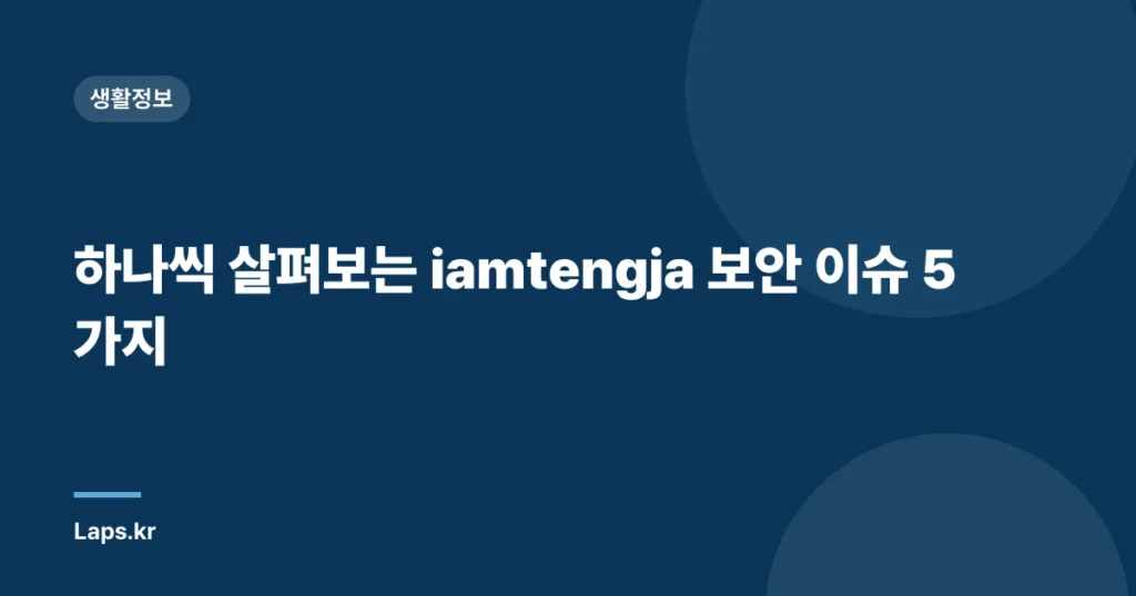 하나씩 살펴보는 iamtengja 보안 이슈 5가지