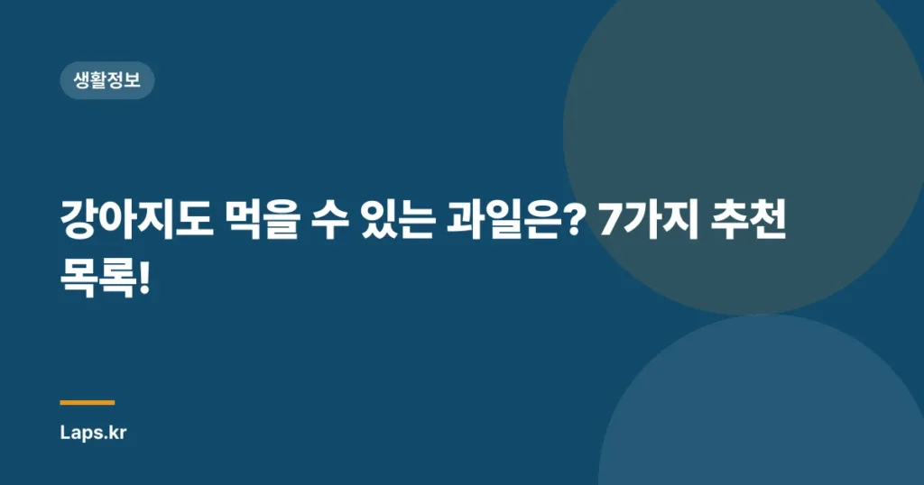 강아지도 먹을 수 있는 과일은? 7가지 추천 목록!