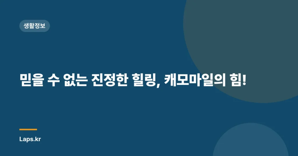 믿을 수 없는 진정한 힐링, 캐모마일의 힘!