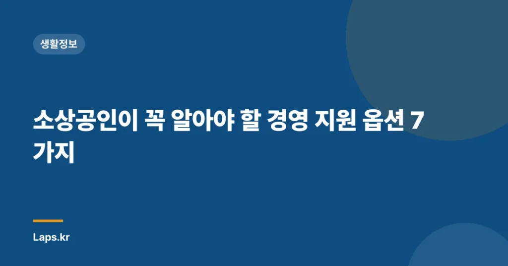 소상공인이 꼭 알아야 할 경영 지원 옵션 7가지