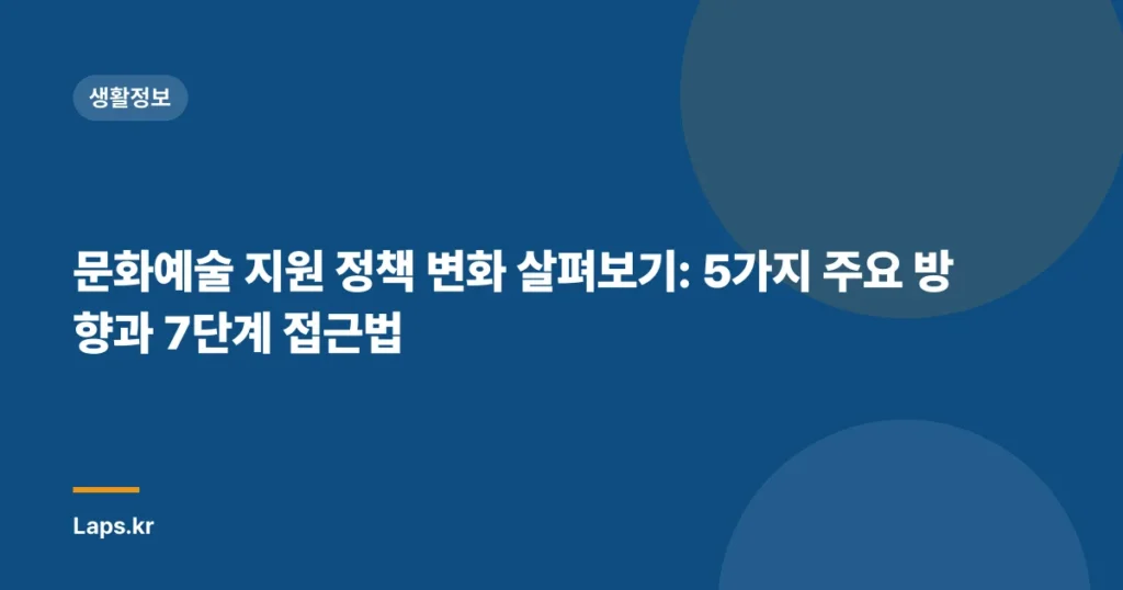 문화예술 지원 정책 변화 살펴보기: 5가지 주요 방향과 7단계 접근법