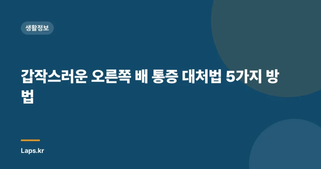 갑작스러운 오른쪽 배 통증 대처법 5가지 방법