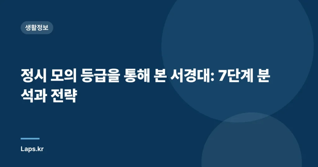 정시 모의 등급을 통해 본 서경대: 7단계 분석과 전략