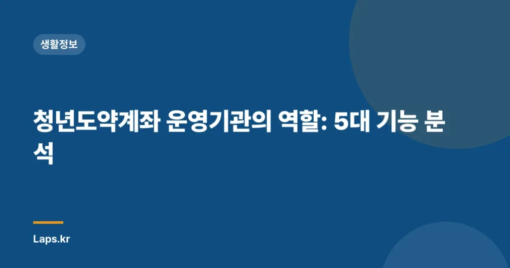 청년도약계좌 운영기관의 역할: 5대 기능 분석