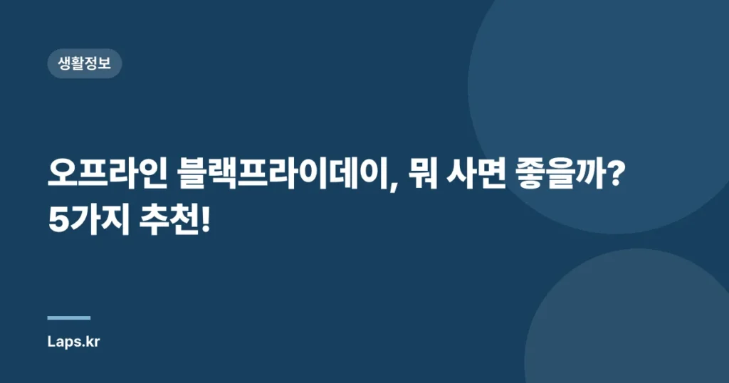 오프라인 블랙프라이데이, 뭐 사면 좋을까? 5가지 추천!