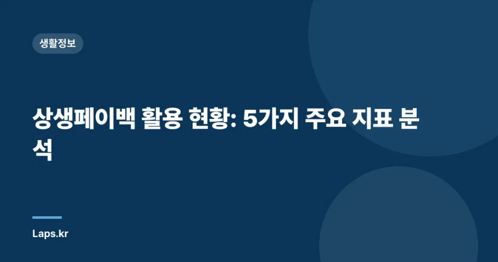 상생페이백 활용 현황: 5가지 주요 지표 분석