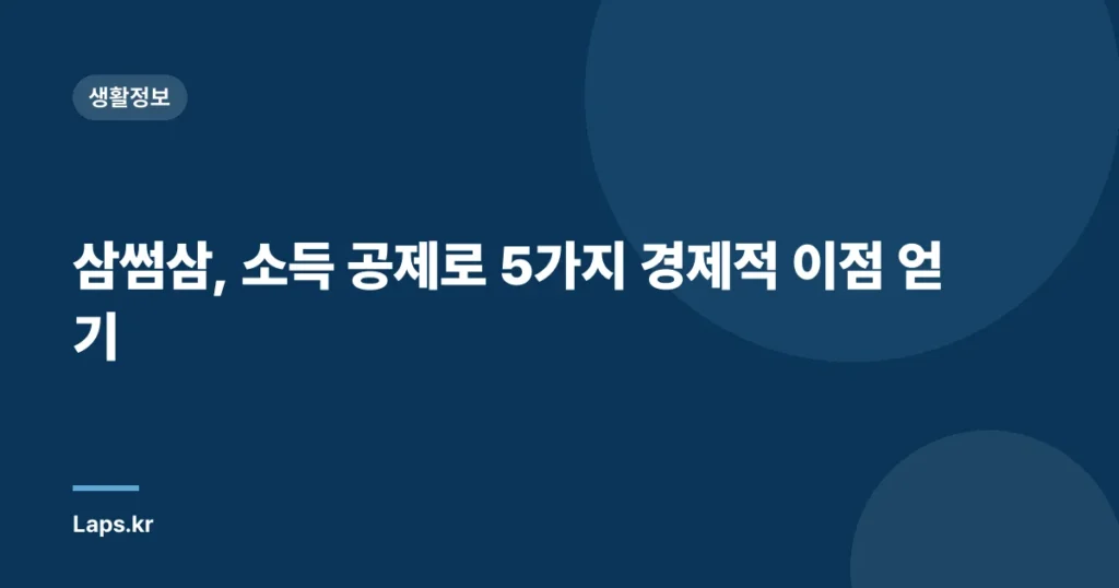 삼썸삼, 소득 공제로 5가지 경제적 이점 얻기