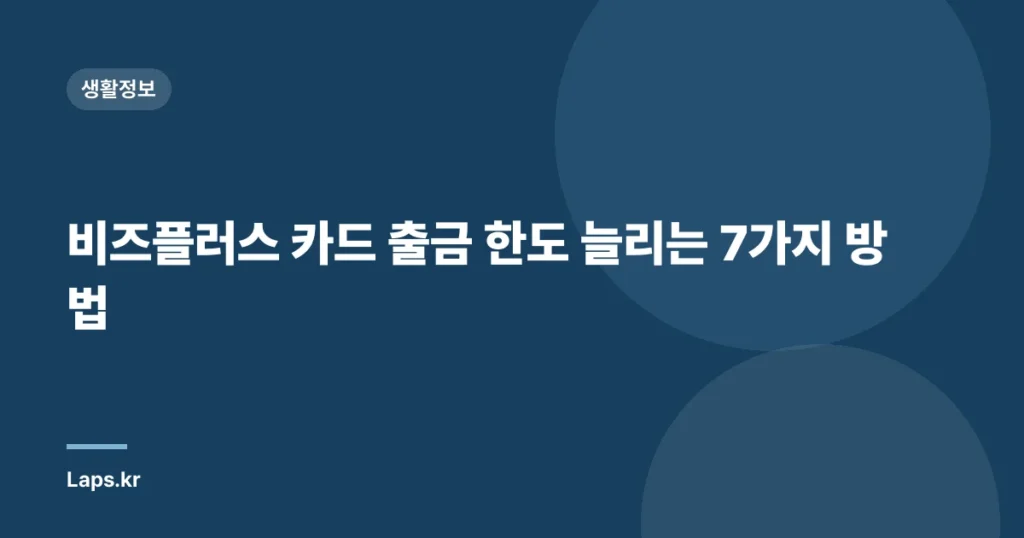 비즈플러스 카드 출금 한도 늘리는 7가지 방법