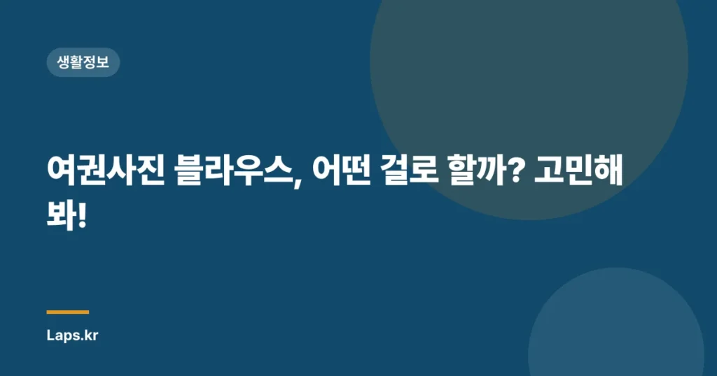 여권사진 블라우스, 어떤 걸로 할까? 고민해봐!