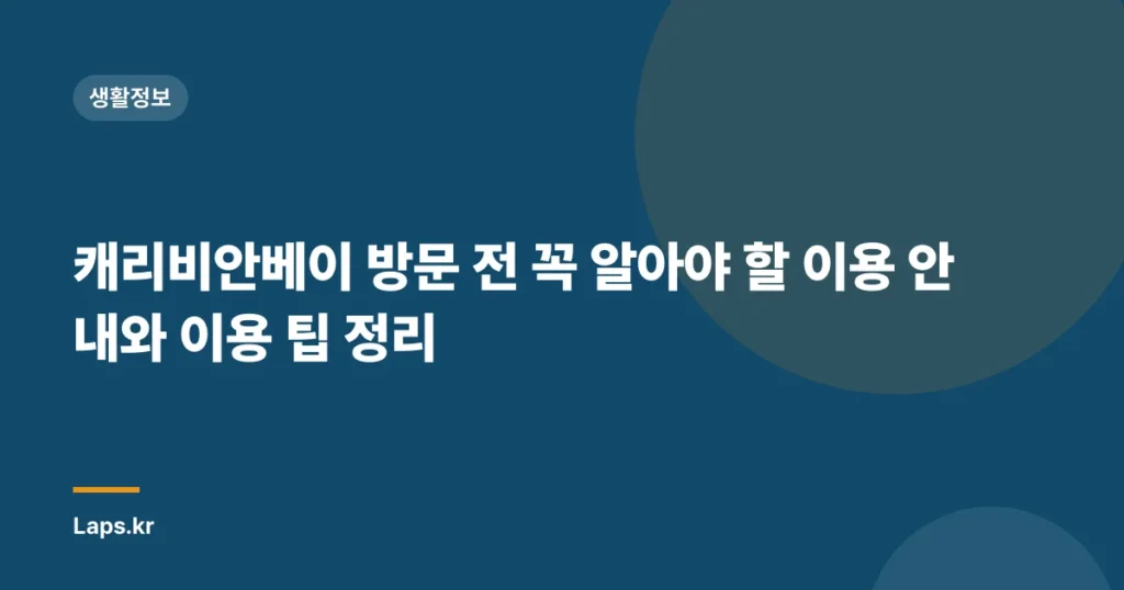 캐리비안베이 방문 전 꼭 알아야 할 이용 안내와 이용 팁 정리