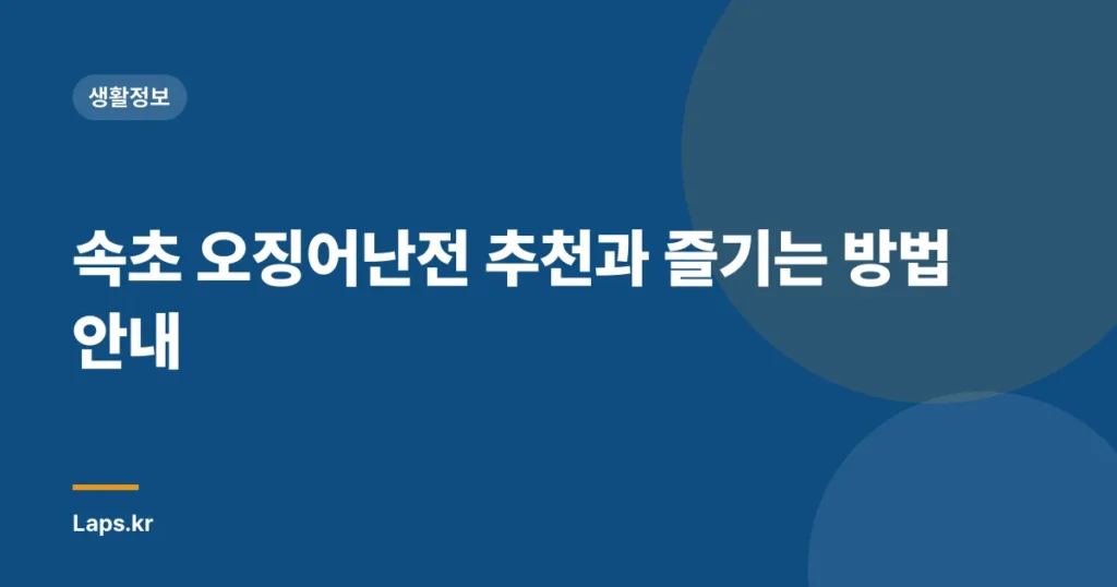 속초 오징어난전 추천과 즐기는 방법 안내