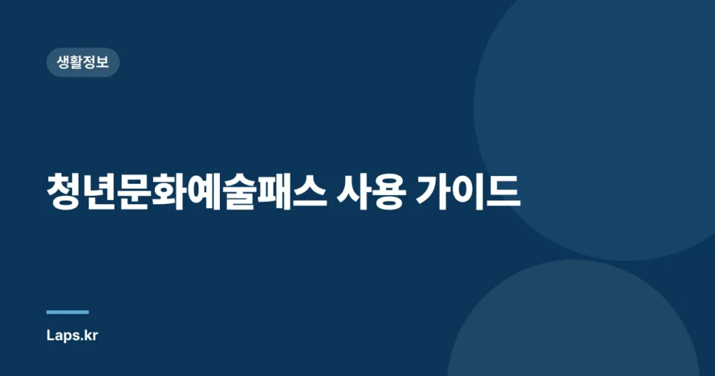 청년문화예술패스 사용 가이드
