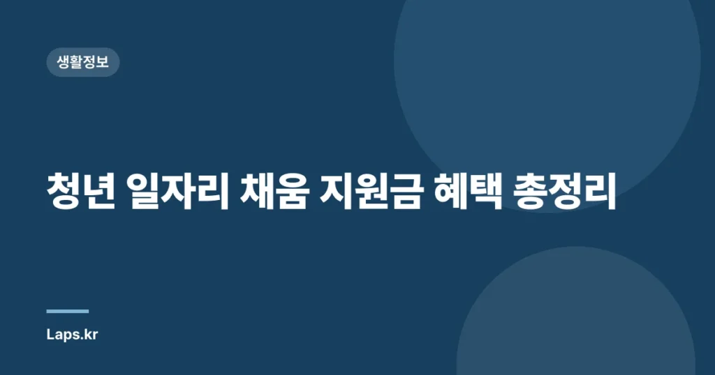 청년 일자리 채움 지원금 혜택 총정리