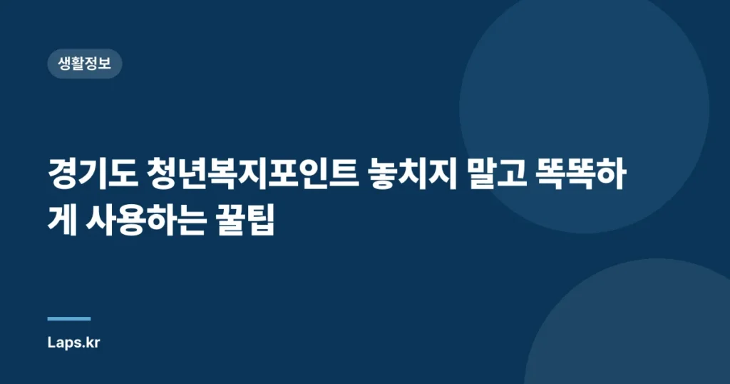 경기도 청년복지포인트 놓치지 말고 똑똑하게 사용하는 꿀팁