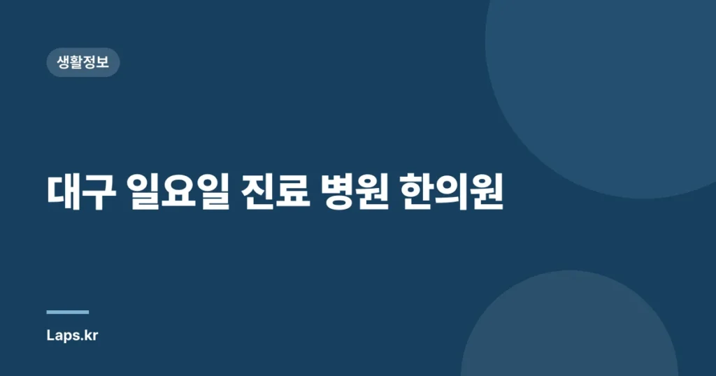 대구 일요일 진료 병원 한의원