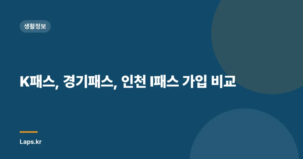 K패스, 경기패스, 인천 I패스 가입 비교