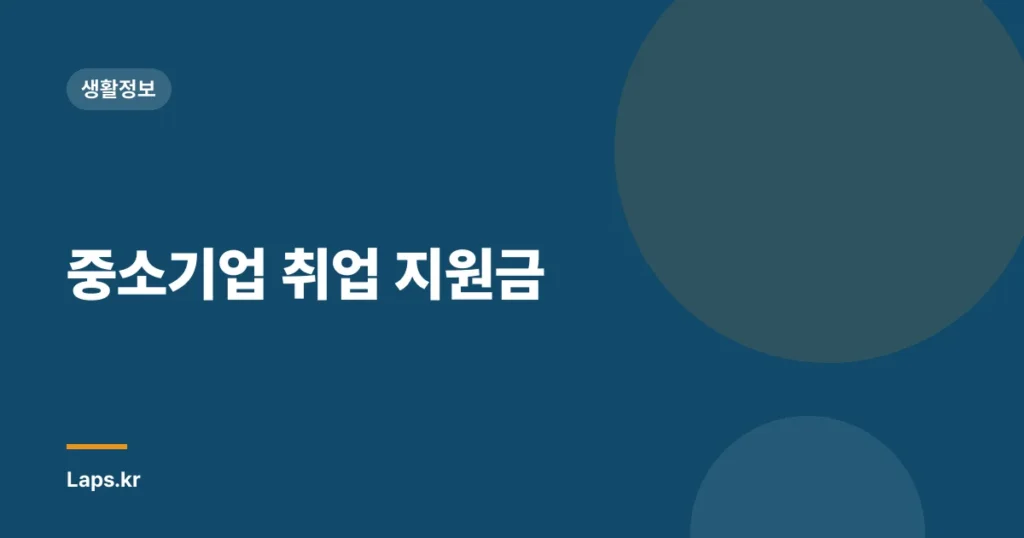 중소기업 취업 지원금