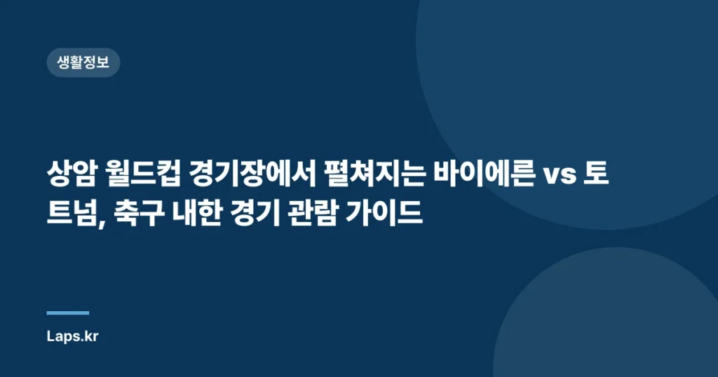 상암 월드컵 경기장에서 펼쳐지는 바이에른 vs 토트넘, 축구 내한 경기 관람 가이드