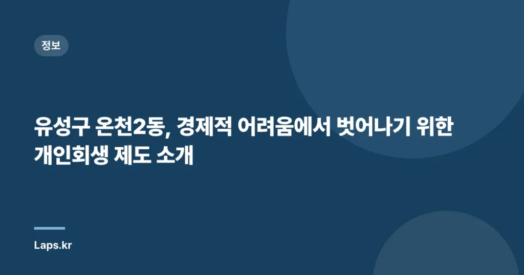 유성구 온천2동, 경제적 어려움에서 벗어나기 위한 개인회생 제도 소개