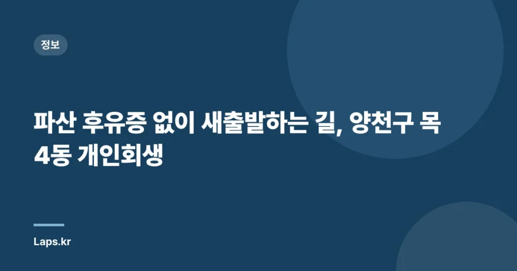 파산 후유증 없이 새출발하는 길, 양천구 목4동 개인회생