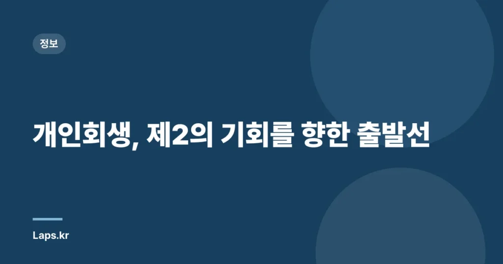 개인회생, 제2의 기회를 향한 출발선