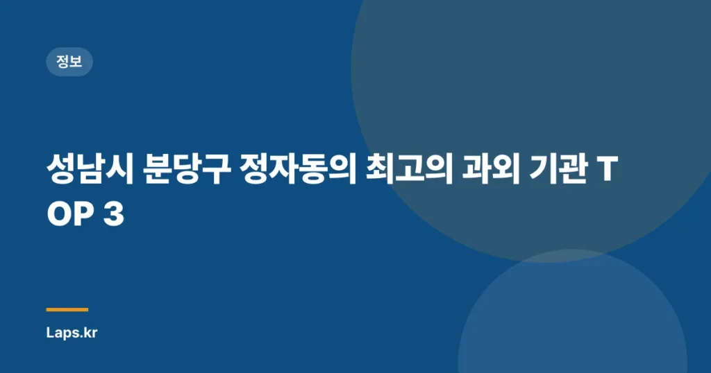 성남시 분당구 정자동의 최고의 과외 기관 TOP 3