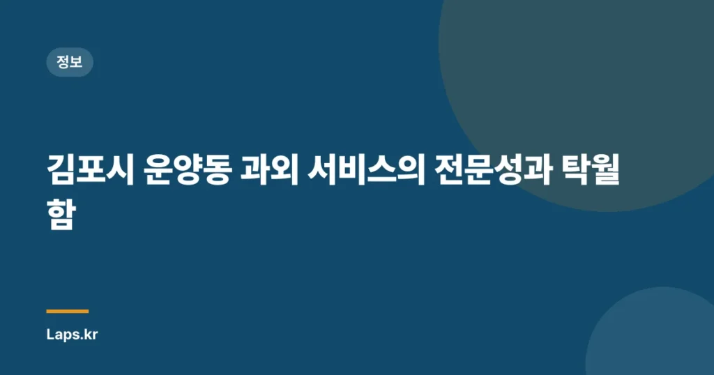 김포시 운양동 과외 서비스의 전문성과 탁월함