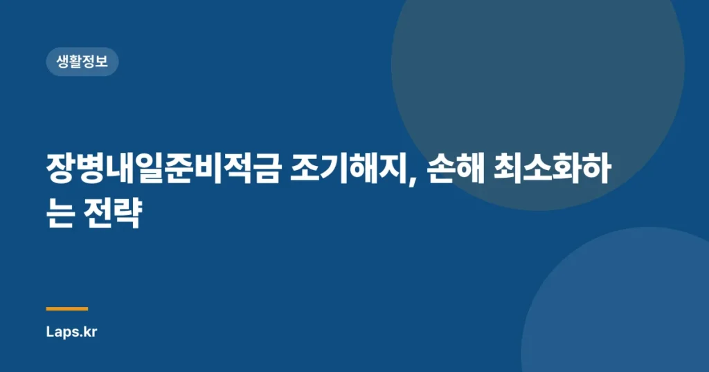 장병내일준비적금 조기해지, 손해 최소화하는 전략