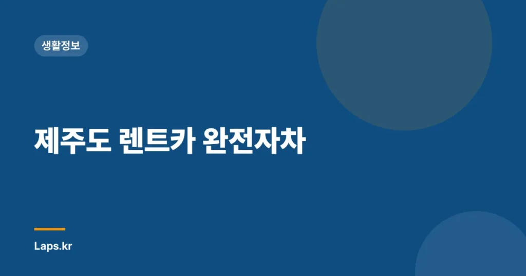 제주도 렌트카 완전자차