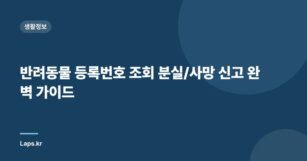 반려동물 등록번호 조회 분실/사망 신고 완벽 가이드