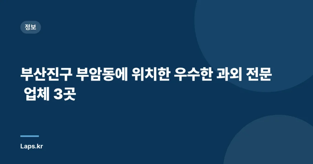 부산진구 부암동에 위치한 우수한 과외 전문 업체 3곳