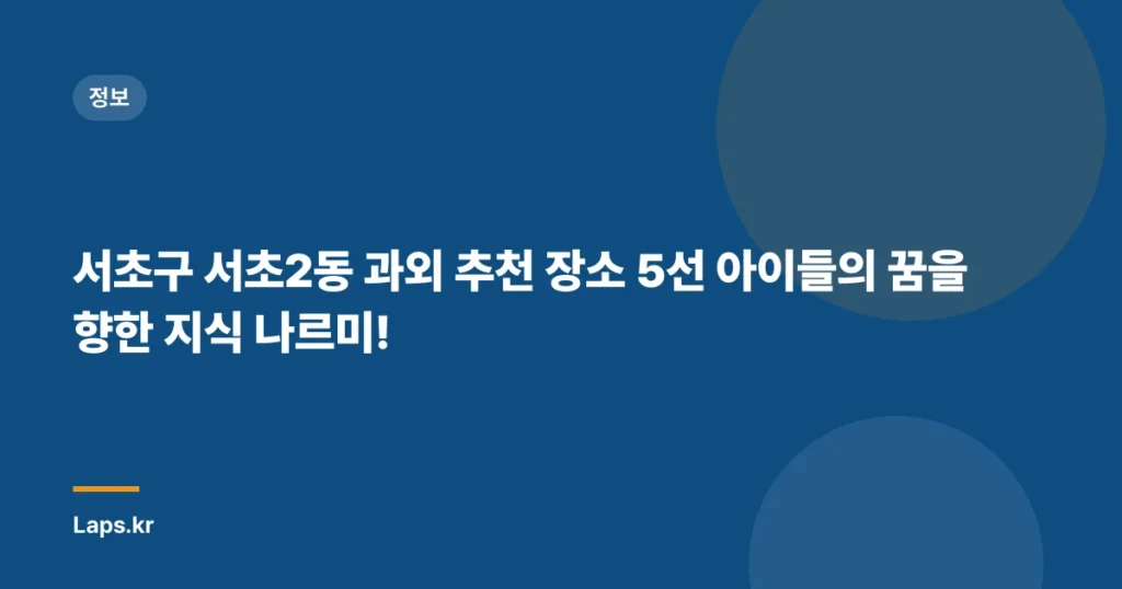 서초구 서초2동 과외 추천 장소 5선 아이들의 꿈을 향한 지식 나르미!